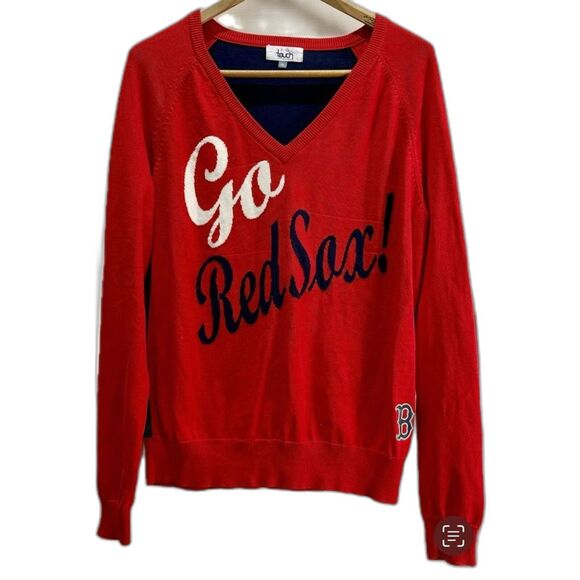 Boston Red Sox Womens V Neck Sweater Touch by Alyssa Milano MLB Size Extra Large - Picture 2 of 13